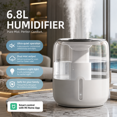 EasyBreathe Smart-Mist™ Aromatherapy Humidifier with Night Light  - 6.8L Dual Nozzle